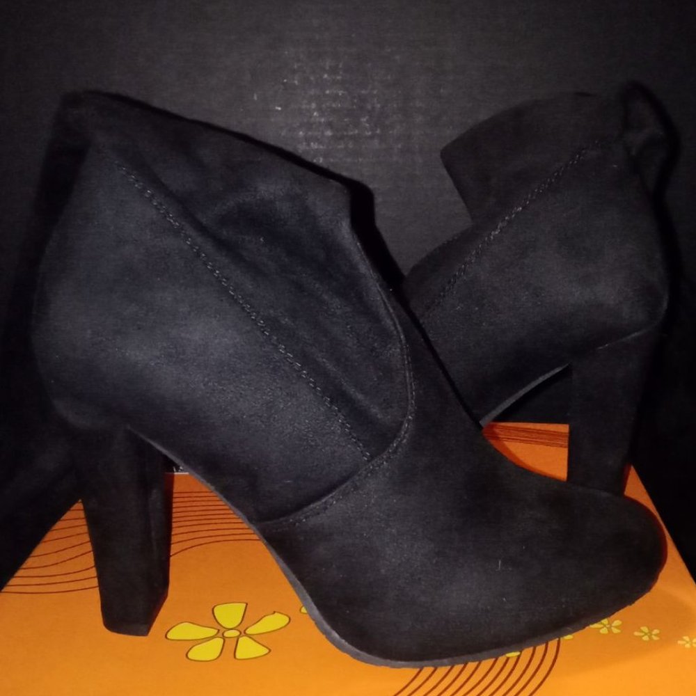 Black Suede Knee Length Boots